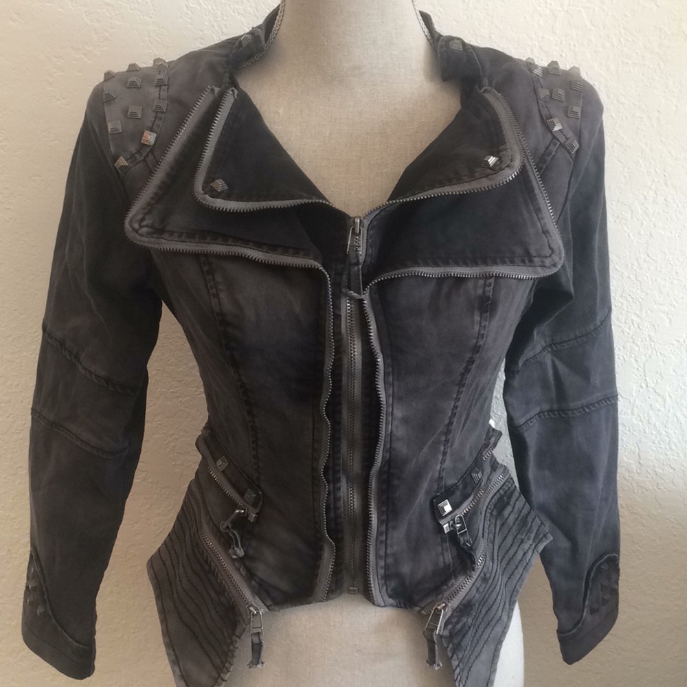 Echolove gray biker style jacket size M